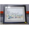 Image 1 : LG HAND DRAWN OIL RIG FRAMED 33X39.75"