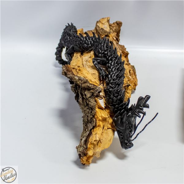 3D PRINTED DRAGON ON WOOD BRANCH