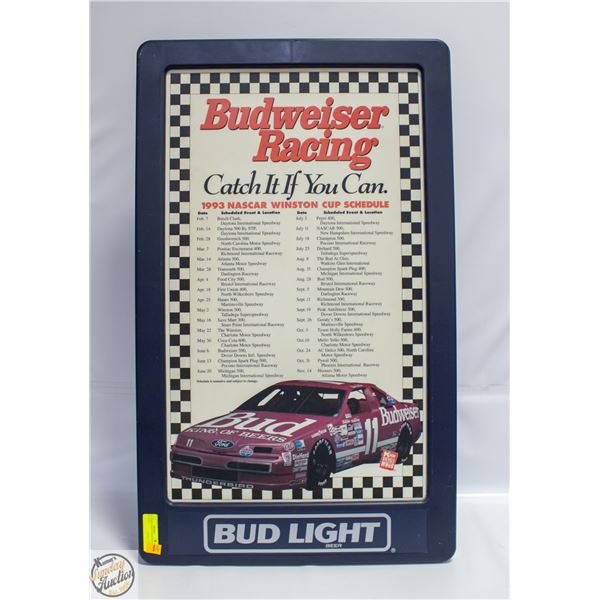 BUD LIGHTED SIGN WORKS NEEDS NEW BULB 21.5" X 36"