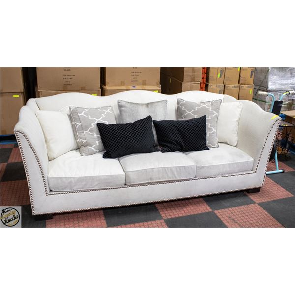 OFF-WHITE CREAM STUDDED SCALLOPED COUCH
