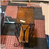 Image 1 : MCM MAGAZINE RACK W/AMBER GLASS TABLE TOP H-21"