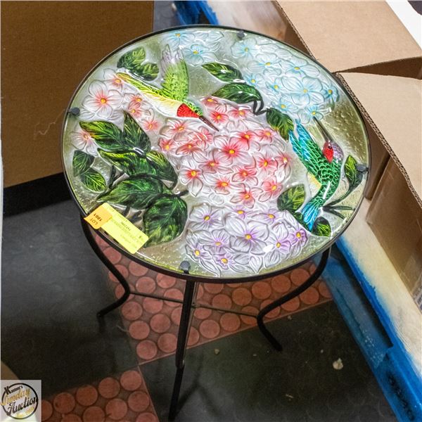 GLASS HUMMINGBIRD TABLE WITH METAL