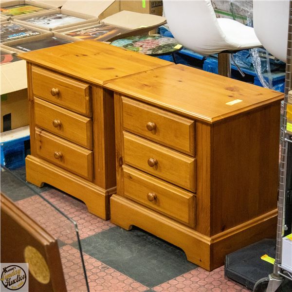 PAIR OF PINE NIGHT TABLES H-24" W-17" L-23.75"