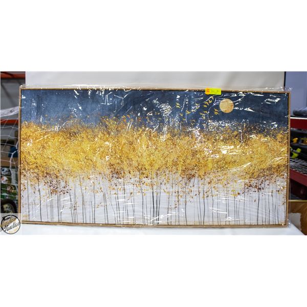 NEW BIRD + SKY CANVAS WALL HANGING WOODEN FRAMED