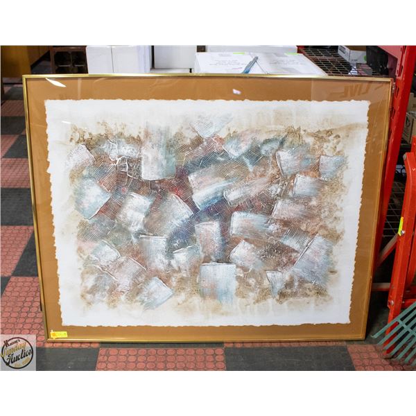 FRAMED ABSTRACT OIL PAINTING 40.5" X 50.5"
