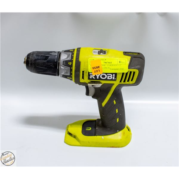 RYOBI 18V ONE+ CORDLESS 1/2" DRILL (TOOL ONLY)