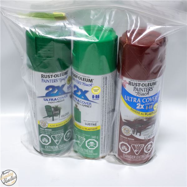 3PK RUSTOLEUM SPRAY PAINT