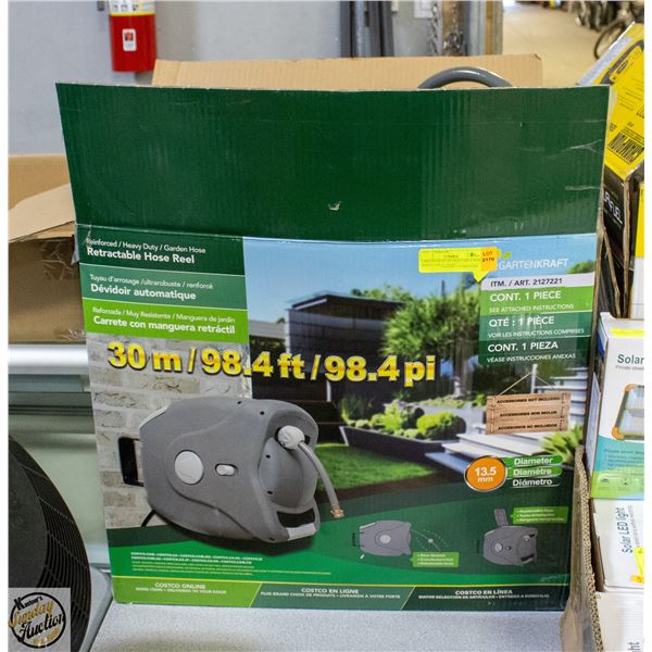 GARTENKRAFT RETRACTABLE HOSE WHEEL GREY - 98.4FT