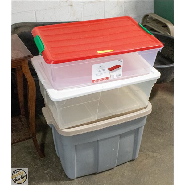 3 LIDDED STORAGE TOTES