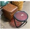 Image 1 : RED TOP PLASTIC DRINK TABLE WITH VINTAGE BROWN