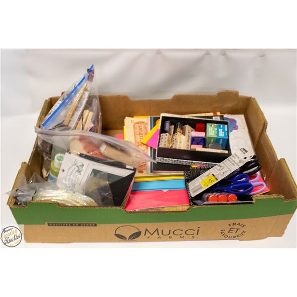 BOX OF CRAFTING SUPPLIES, INCLUDING