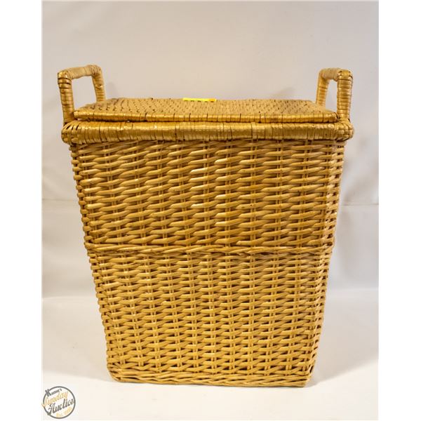 WICKER CLOTHES HAMPER W/ LID AND TALL