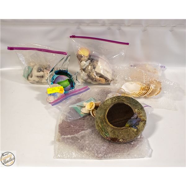 BOX OF SEA SHELLS & OCEAN-THEMED
