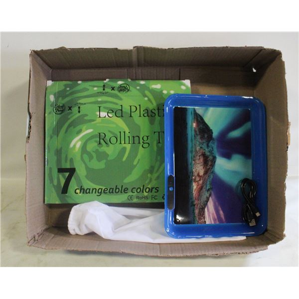 7 CHANGEABLE COLOR LED PLASTIC ROLLING TRAY NEW