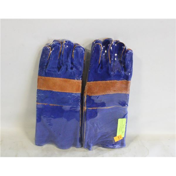 2 PACK BLUE LEATHER HEAT RESISTENT WELDING GLOVE