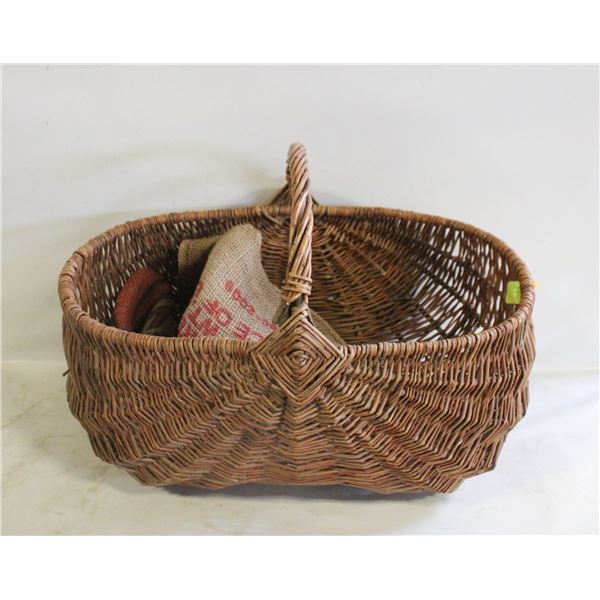 ANTIQUE BASKET AND POTATO SACK