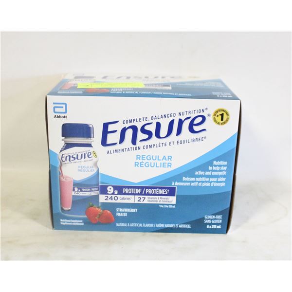 CASE OF ENSURE 6 X 235 ML STRAWBERRY EXP. APRIL 1