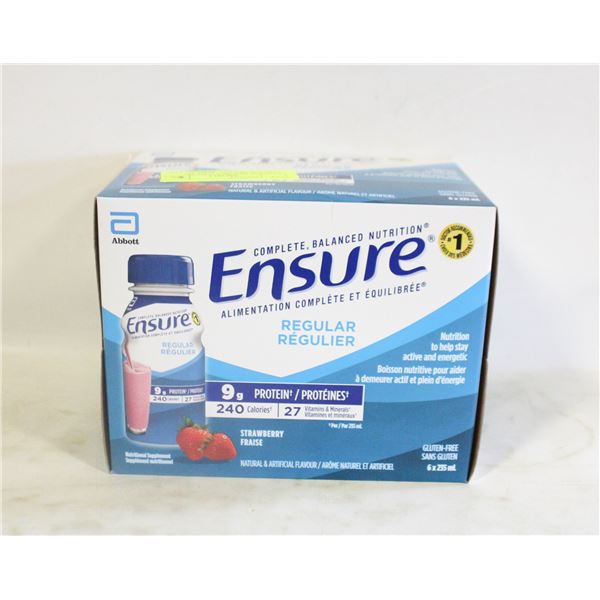 CASE OF ENSURE 6 X 235 ML STRAWBERRY EXP. APRIL 1