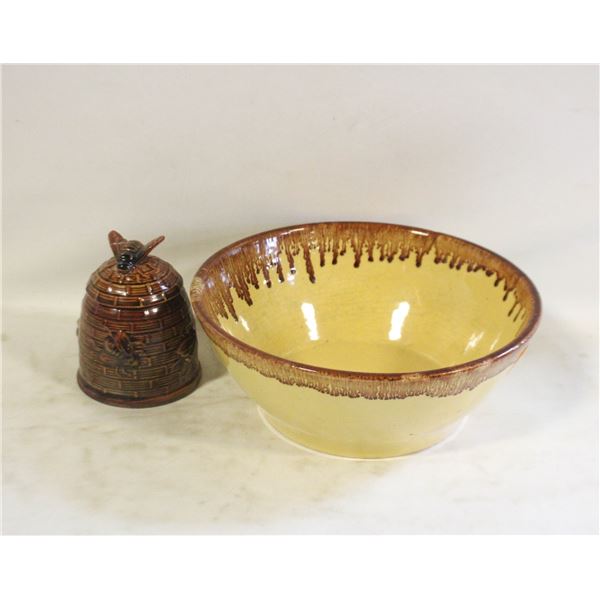 DRIP GLAZE BOWL AND HONEY POT