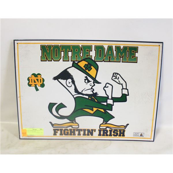 METAL NOTRE DAME SIGN 13 INCHES X 17 INCHES