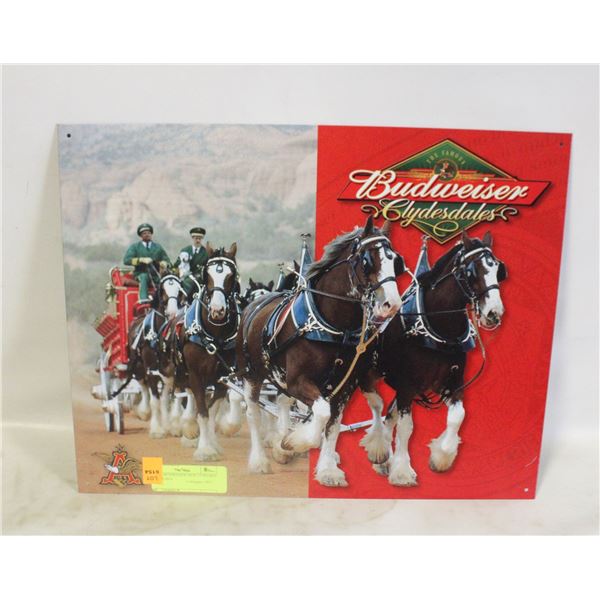 METAL BUDWEISER SIGN 13 INCHES X 16 INCHES