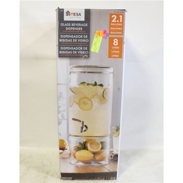 MESA 2.1-GALLON GLASS BEVERAGE DISPENSER