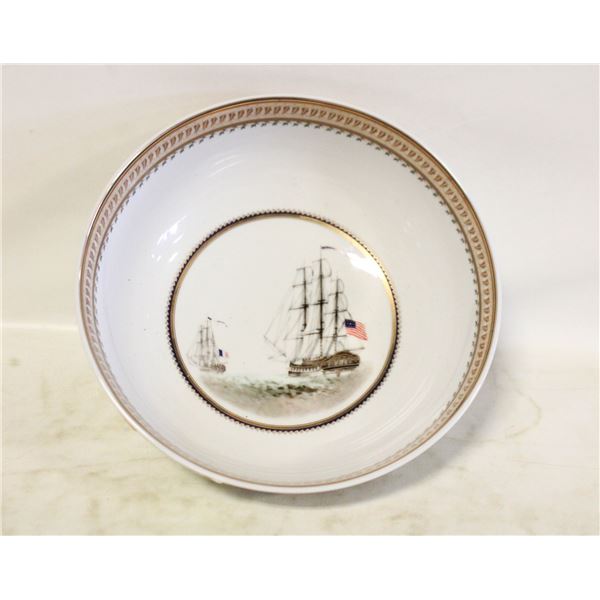 VINTAGE CONFEDERATE SHIP PUNCH BOWL