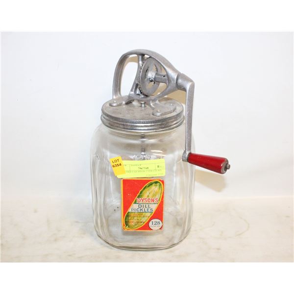 ANTIQUE GLASS BUTTER CHURN