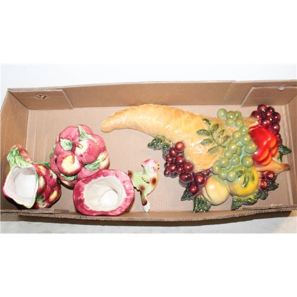 VINTAGE FRUIT CHALK WARE AND CERAMICS