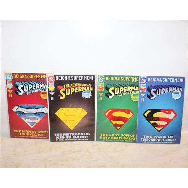 DC REIGN OF SUPERMAN 4 COMIC LOT, DIE CUT COVERS
