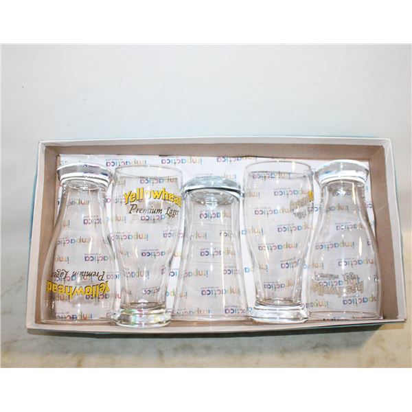 5 YELLOWHEAD PREMIUM LAGER BEER GLASSES