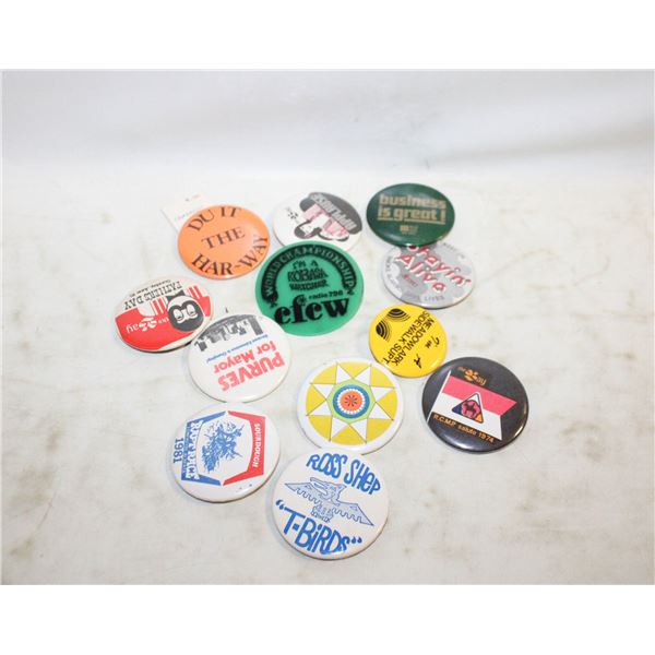 12 BUTTONS INCL BAY & POLITICAL