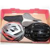 Image 1 : BIKE SEAT/GEL SEAT COVER PLUS 2 BIKE HELMETS