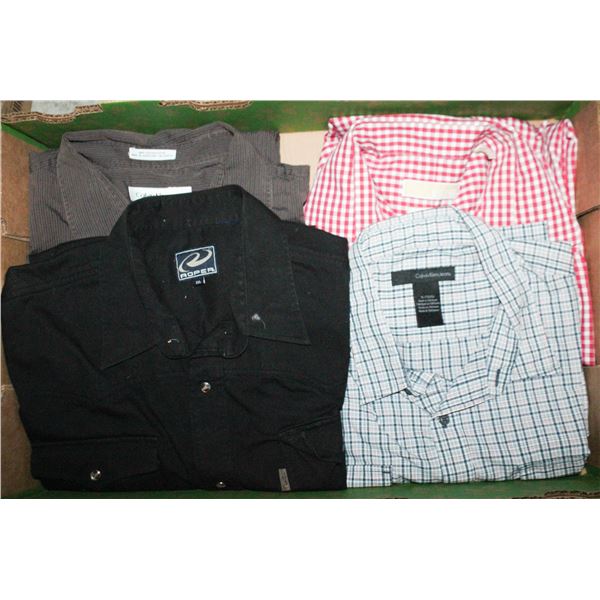 FLAT WITH 4 BRAND NAME MEN'S DRESS SHIRTS