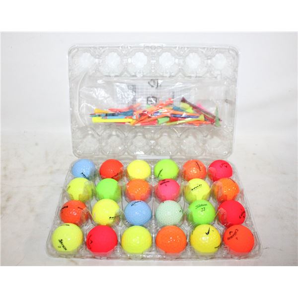 24 COLOR GOLF BALLS + TEES