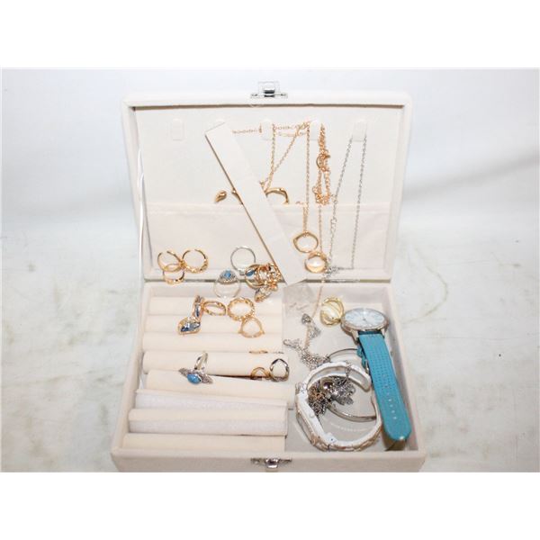 ESTATE JEWELRY BOX FULL OF JEWELRY