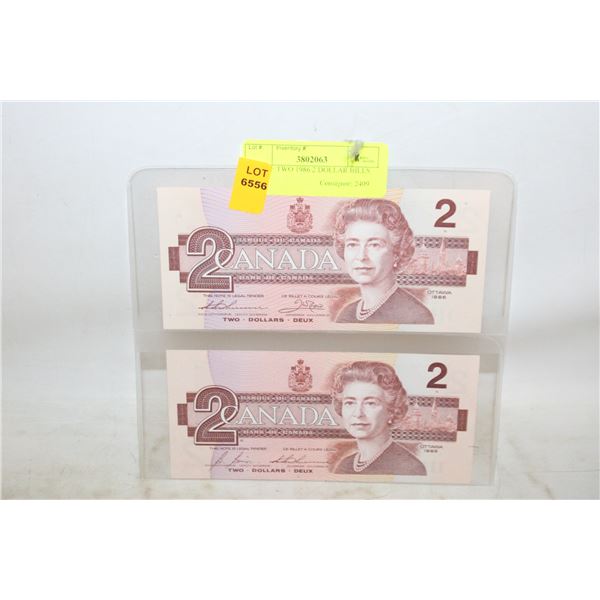 LOT OF TWO 1986 2 DOLLAR BILLS