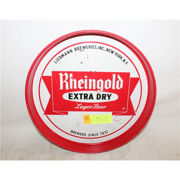 RHEINGOLD EXTRA DRY LAGER BEER NEW YORK TIN 12"DIA