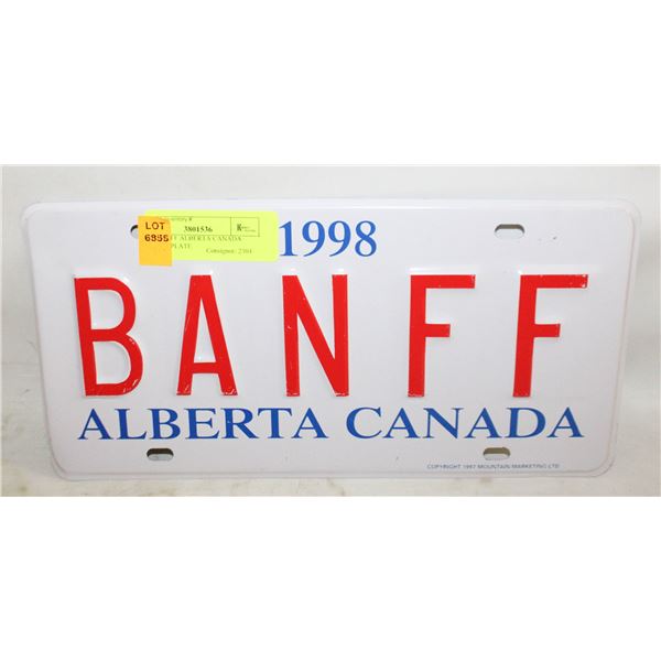 1998 BANFF ALBERTA CANADA LICENSE PLATE