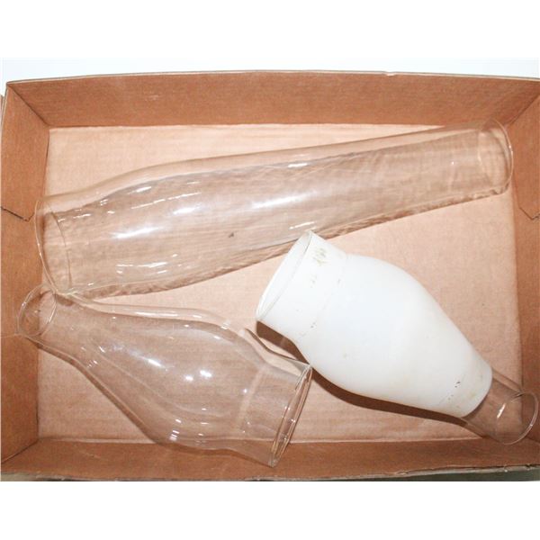 VINTAGE GLASS CHIMNEYS FOR OIL &