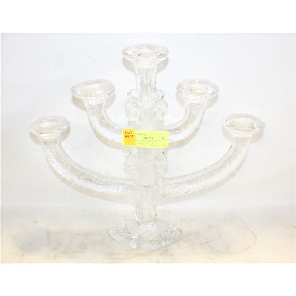 VINTAGE 5 ARM CRYSTAL CANDELABRA 12" X 13"