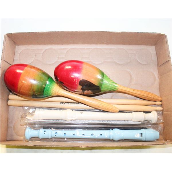 HAND-PAINTED WOODEN MARACAS, DRUM
