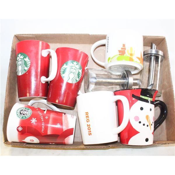 STARBUCKS COFFEE MUGS & SUGAR