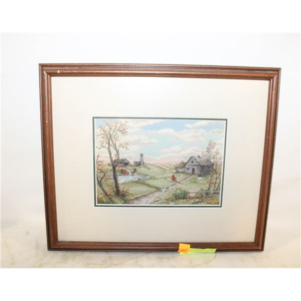 LARGE FRAMED PETIT POINT