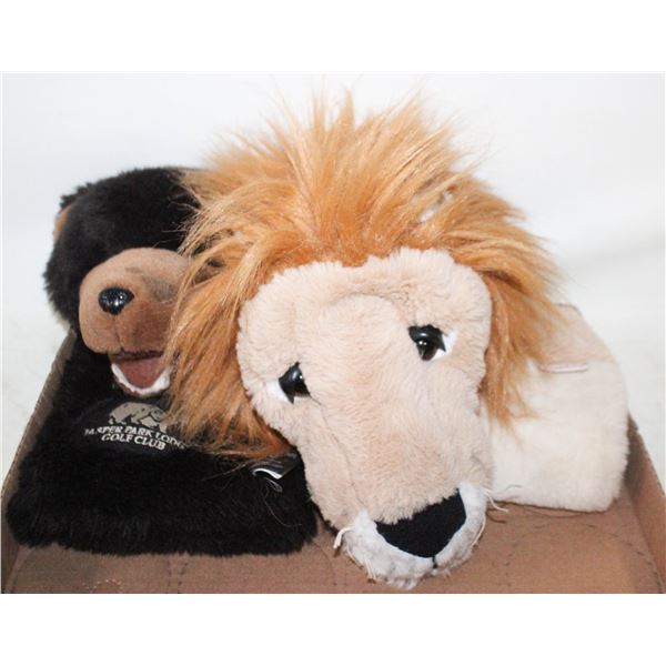 2 DRIVER HEAD COVERS BEAR AND LION FOR GOLF