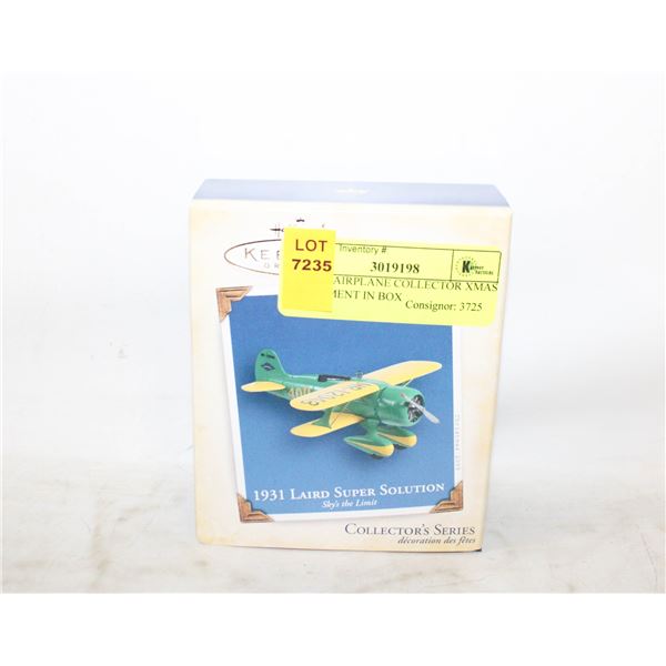 LAIRD AIRPLANE COLLECTOR XMAS ORNAMENT IN BOX
