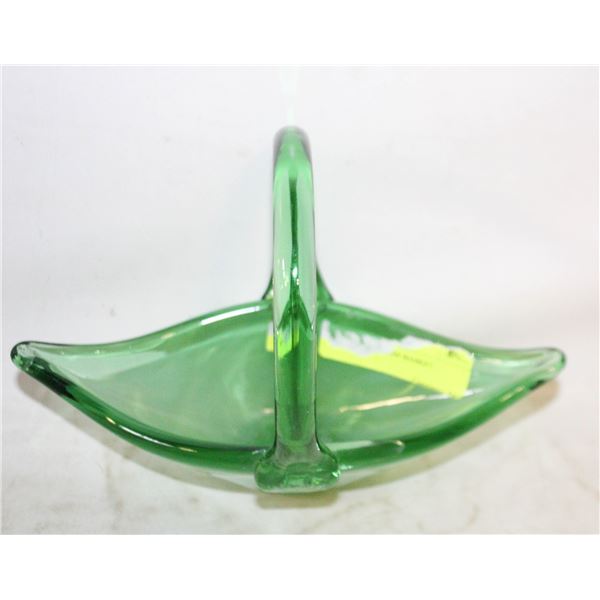 GREEN GLASS ART BOWL