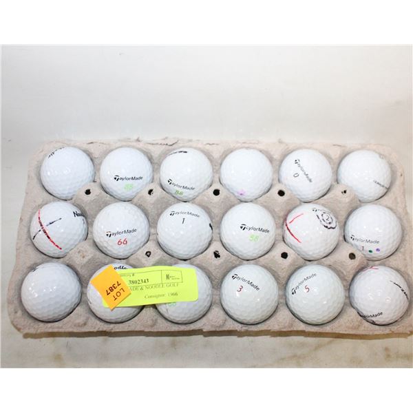 18 TAYLOR MADE & NOODLE GOLF BALLS
