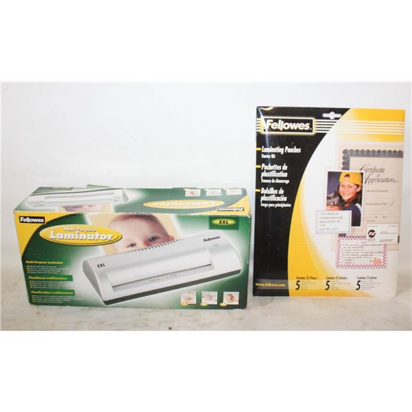 FELLOWES LAMINATOR WITH POUCHES