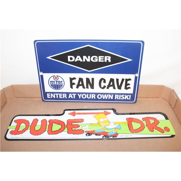 OILERS AND SIMPSONS SIGNS